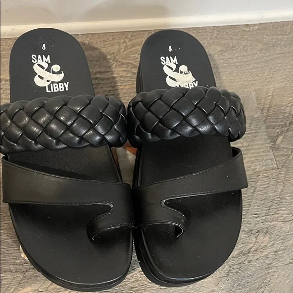 Sam & Libby Adelia Braided Footbed Sandal - Black - Size 8 - Picture 6 of 9